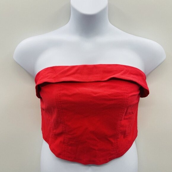 Wild Fable Womens Size XXL Pull On Elastic Back Woven Tube Top in Red 1687 - Picture 3 of 8
